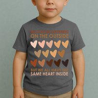 We Can Be Different On The Outside But We All Have The Same Heart Black History Toddler T-Shirt