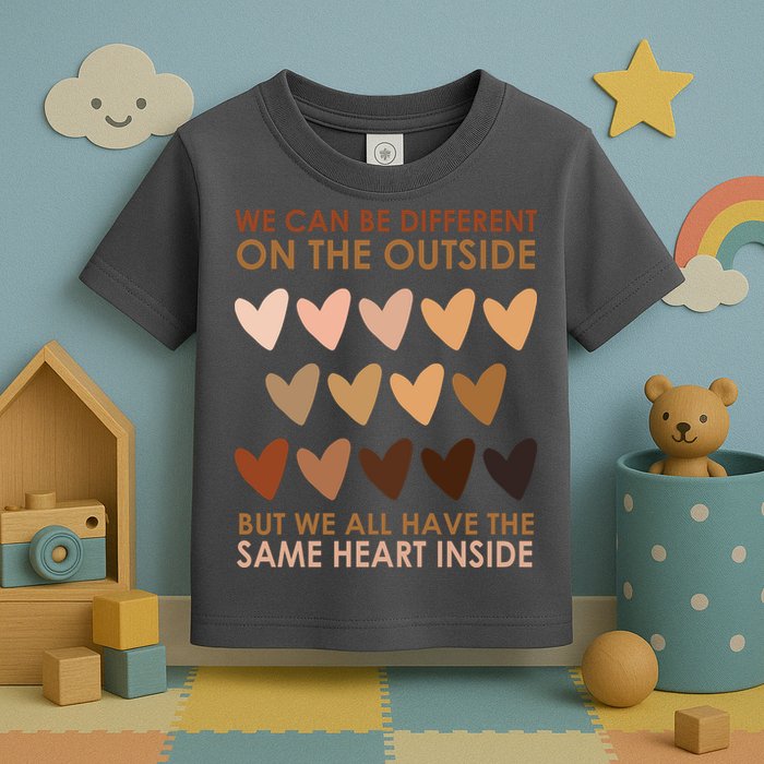 We Can Be Different On The Outside But We All Have The Same Heart Black History Toddler T-Shirt