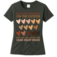 We Can Be Different On The Outside But We All Have The Same Heart Black History Womens T-Shirt