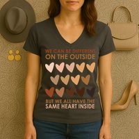 We Can Be Different On The Outside But We All Have The Same Heart Black History Women's V-Neck T-Shirt