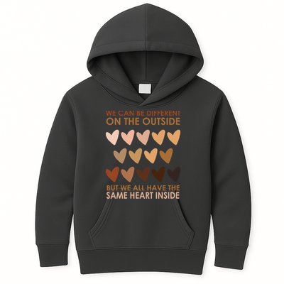 We Can Be Different On The Outside But We All Have The Same Heart Black History Kids Hoodie
