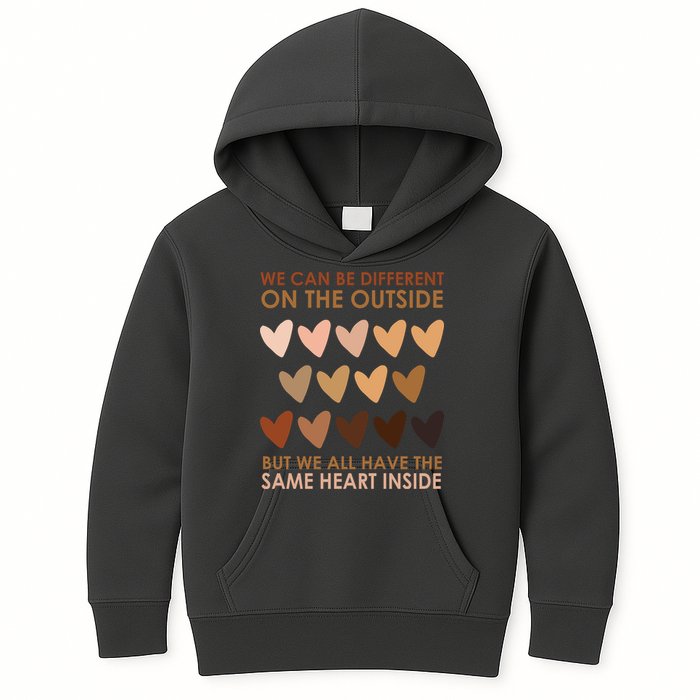 We Can Be Different On The Outside But We All Have The Same Heart Black History Kids Hoodie