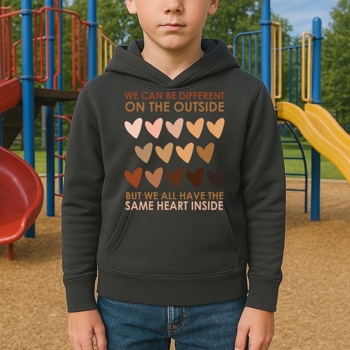 We Can Be Different On The Outside But We All Have The Same Heart Black History Kids Hoodie