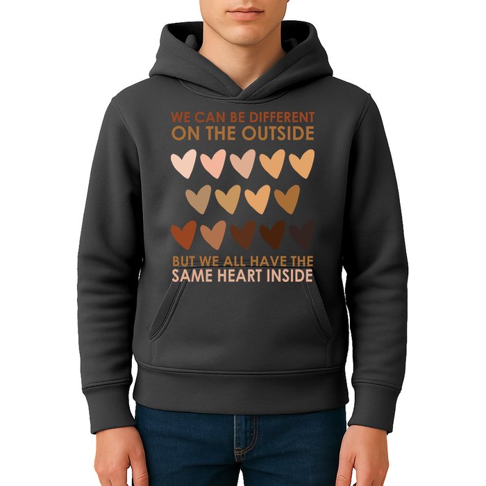 We Can Be Different On The Outside But We All Have The Same Heart Black History Kids Hoodie