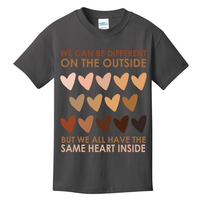 We Can Be Different On The Outside But We All Have The Same Heart Black History Kids T-Shirt