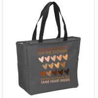 We Can Be Different On The Outside But We All Have The Same Heart Black History Zip Tote Bag