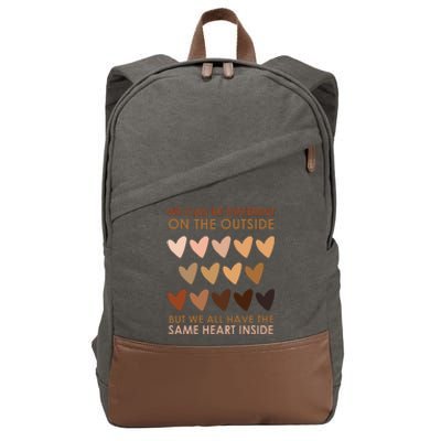 We Can Be Different On The Outside But We All Have The Same Heart Black History Cotton Canvas Backpack