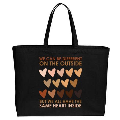 We Can Be Different On The Outside But We All Have The Same Heart Black History Cotton Canvas Jumbo Tote