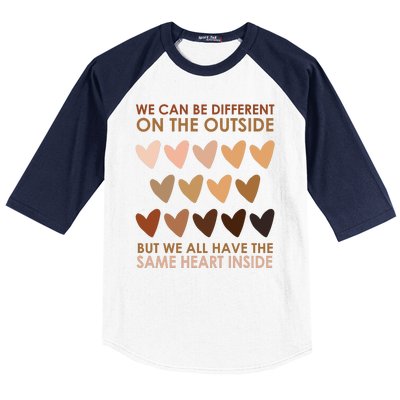 We Can Be Different On The Outside But We All Have The Same Heart Black History Baseball Sleeve Shirt