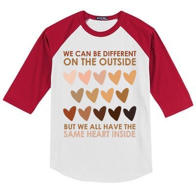 We Can Be Different On The Outside But We All Have The Same Heart Black History Kids Colorblock Raglan Jersey