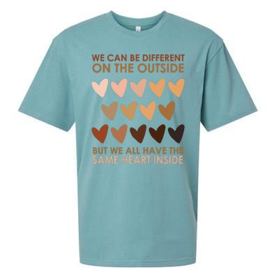 We Can Be Different On The Outside But We All Have The Same Heart Black History Sueded Cloud Jersey T-Shirt