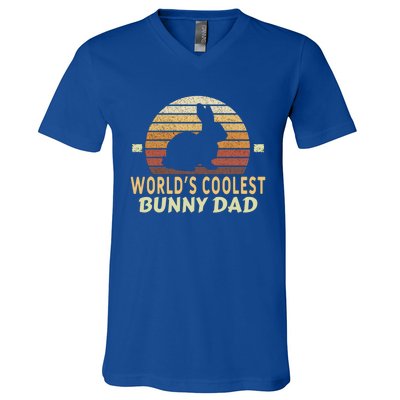 Worlds Coolest Bunny Dad Pet Cute Rabbit Gift V-Neck T-Shirt