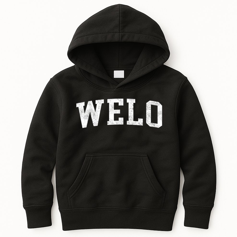 Welo Classic Bold Font Welo Birthday Gift Kids Hoodie