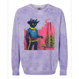 Western Cowboy Black Cat Colorblast Crewneck Sweatshirt