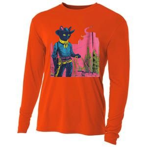 Western Cowboy Black Cat Cooling Performance Long Sleeve Crew