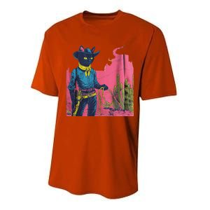 Western Cowboy Black Cat Performance Sprint T-Shirt