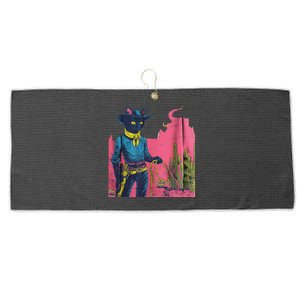 Western Cowboy Black Cat Large Microfiber Waffle Golf Towel