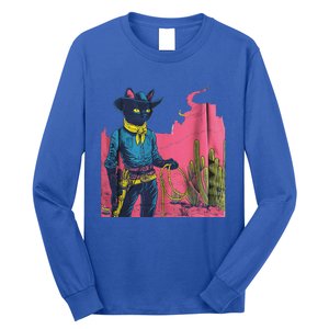 Western Cowboy Black Cat Long Sleeve Shirt