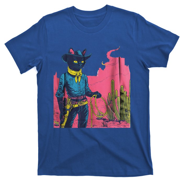 Western Cowboy Black Cat T-Shirt