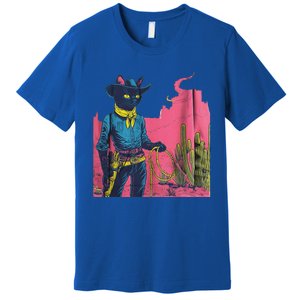 Western Cowboy Black Cat Premium T-Shirt