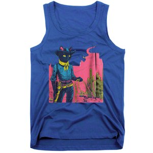 Western Cowboy Black Cat Tank Top