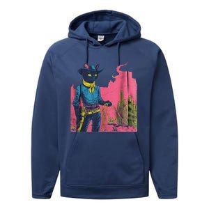 Western Cowboy Black Cat Performance Fleece Hoodie