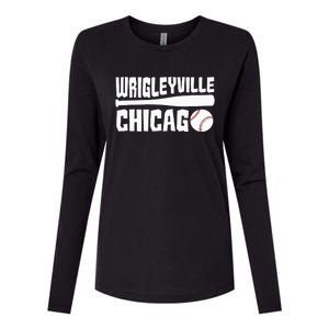 Wrigleyville Chicago Baseball American Womens Cotton Relaxed Long Sleeve T-Shirt