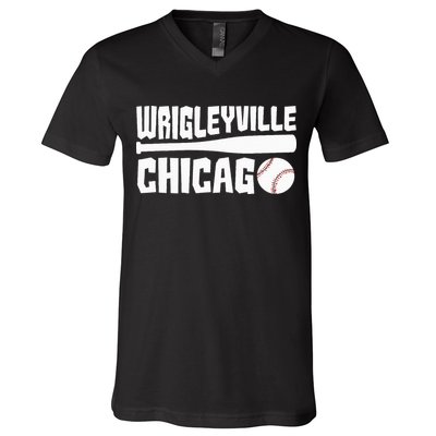 Wrigleyville Chicago Baseball American V-Neck T-Shirt