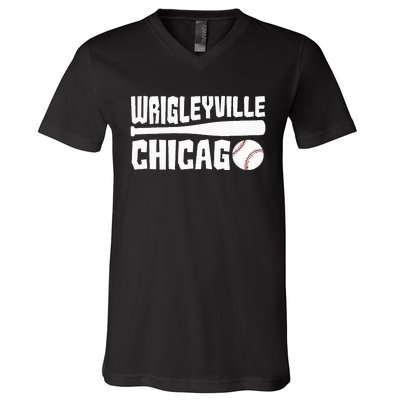 Wrigleyville Chicago Baseball American V-Neck T-Shirt