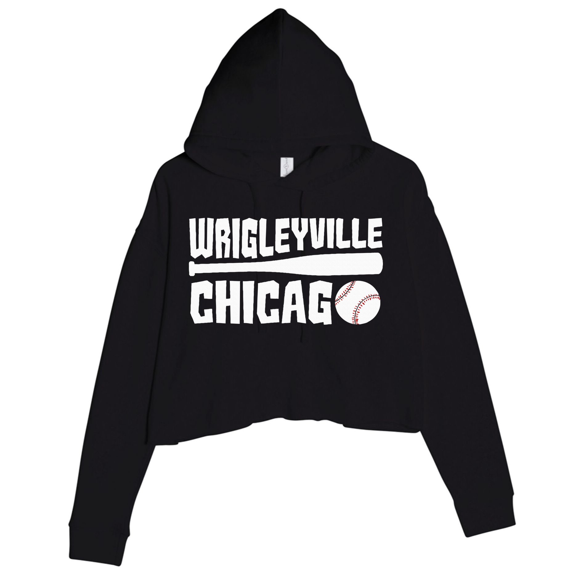 Wrigleyville Chicago Baseball American Crop Fleece Hoodie