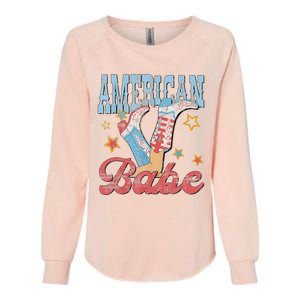 Western Cowgirl Boots Retro American Babe Design Womens California Wash Sweatshirt