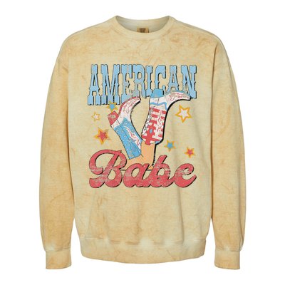 Western Cowgirl Boots Retro American Babe Design Colorblast Crewneck Sweatshirt