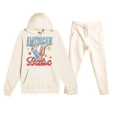 Western Cowgirl Boots Retro American Babe Design Premium Hooded Sweatsuit Set