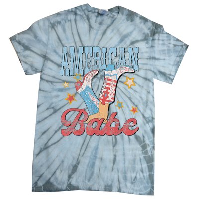 Western Cowgirl Boots Retro American Babe Design Tie-Dye T-Shirt