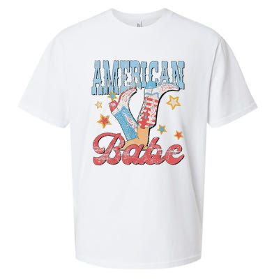 Western Cowgirl Boots Retro American Babe Design Sueded Cloud Jersey T-Shirt