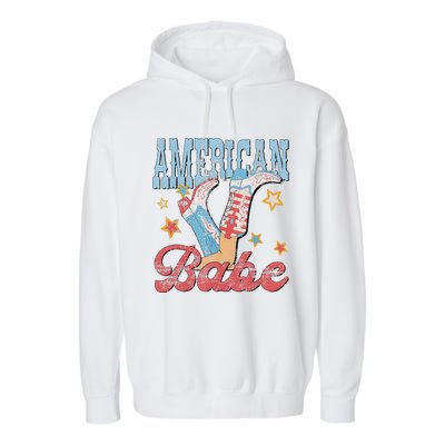 Western Cowgirl Boots Retro American Babe Design Garment-Dyed Fleece Hoodie