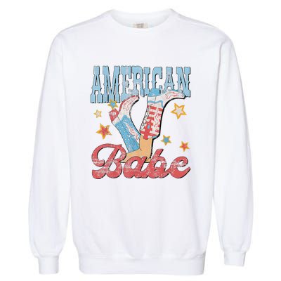 Western Cowgirl Boots Retro American Babe Design Garment-Dyed Sweatshirt