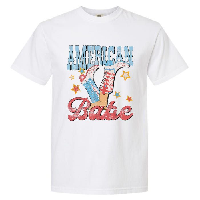 Western Cowgirl Boots Retro American Babe Design Garment-Dyed Heavyweight T-Shirt