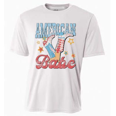 Western Cowgirl Boots Retro American Babe Design Cooling Performance Crew T-Shirt