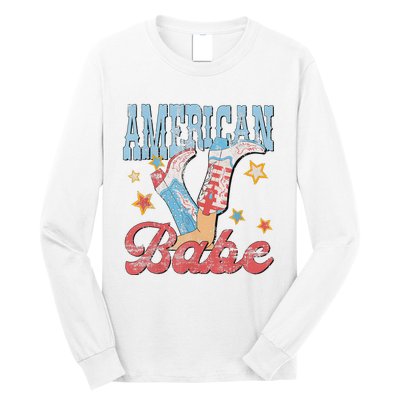 Western Cowgirl Boots Retro American Babe Design Long Sleeve Shirt