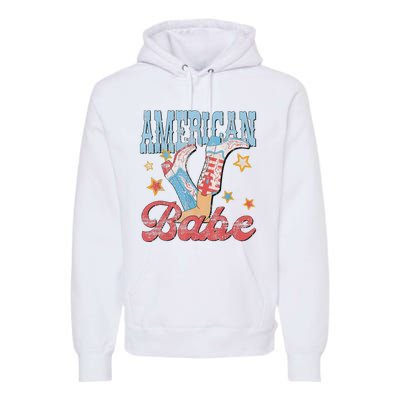 Western Cowgirl Boots Retro American Babe Design Premium Hoodie