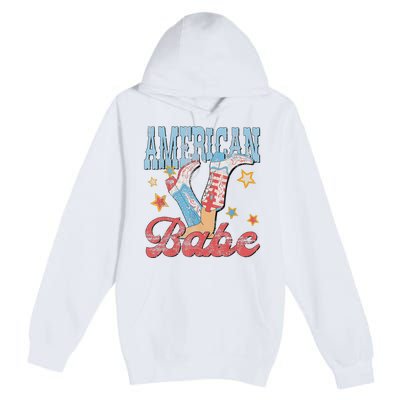 Western Cowgirl Boots Retro American Babe Design Premium Pullover Hoodie