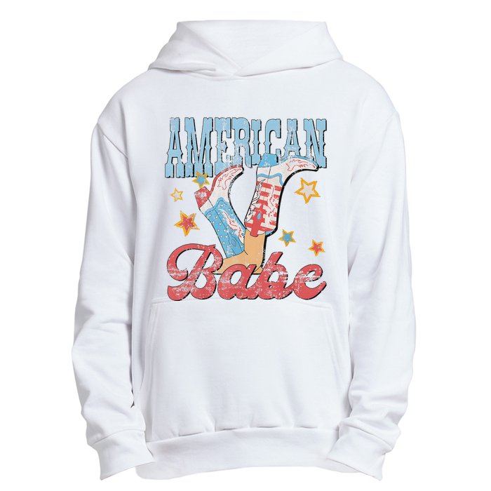 Western Cowgirl Boots Retro American Babe Design Urban Pullover Hoodie