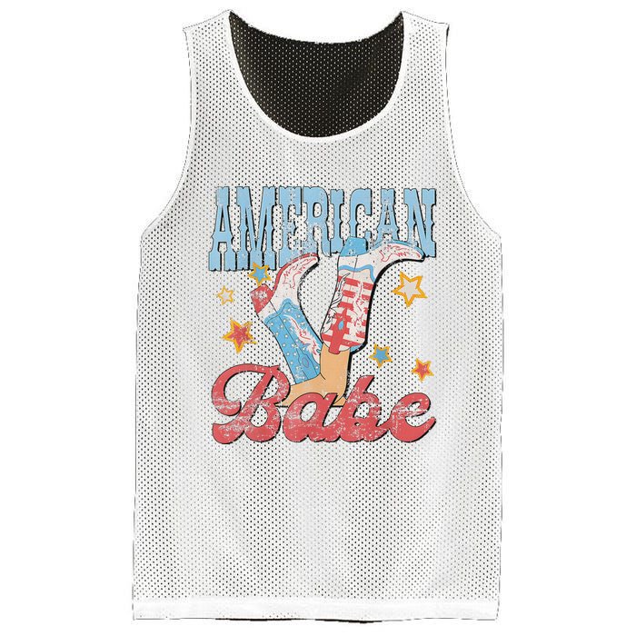 Western Cowgirl Boots Retro American Babe Design Mesh Reversible Basketball Jersey Tank