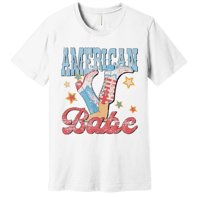 Western Cowgirl Boots Retro American Babe Design Premium T-Shirt