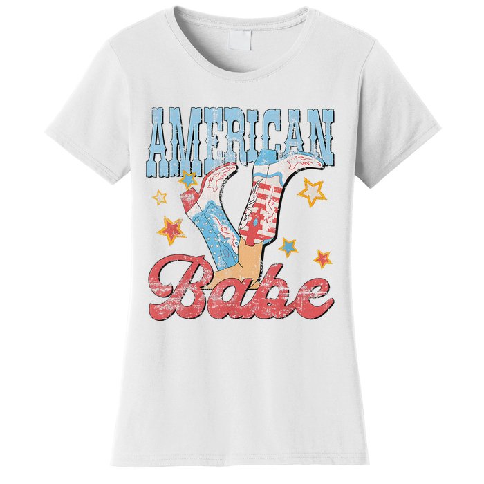 Western Cowgirl Boots Retro American Babe Design Women's T-Shirt