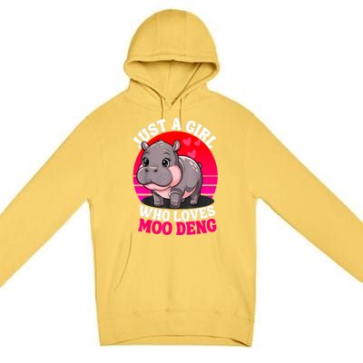 Woman Cute Baby Hippo Moo Deng Just A Girl Who Loves Moo Deng Gift Premium Pullover Hoodie