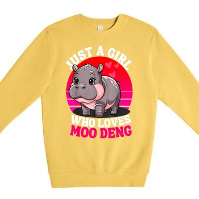 Woman Cute Baby Hippo Moo Deng Just A Girl Who Loves Moo Deng Gift Premium Crewneck Sweatshirt