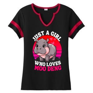 Woman Cute Baby Hippo Moo Deng Just A Girl Who Loves Moo Deng Gift Ladies Halftime Notch Neck Tee