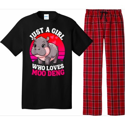 Woman Cute Baby Hippo Moo Deng Just A Girl Who Loves Moo Deng Gift Pajama Set